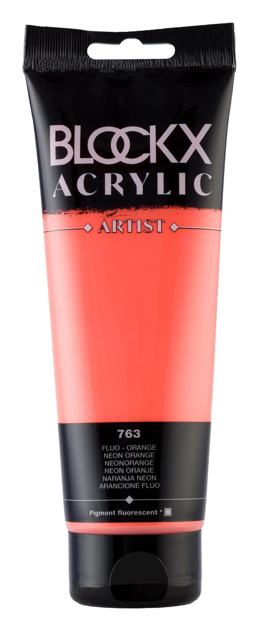 Fine acrylic paint tube 250ml - Orange fluo 763 (Pack x3)