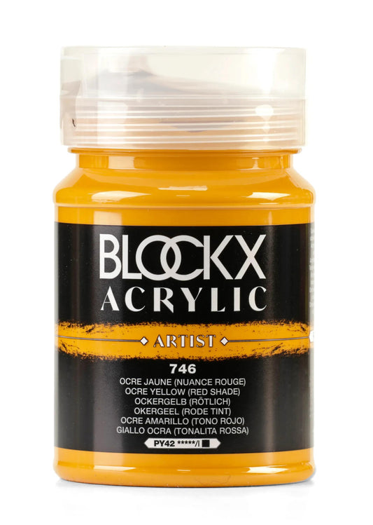 Fine acrylic paint jar 500ml - Yellow ochre (red colour) 746