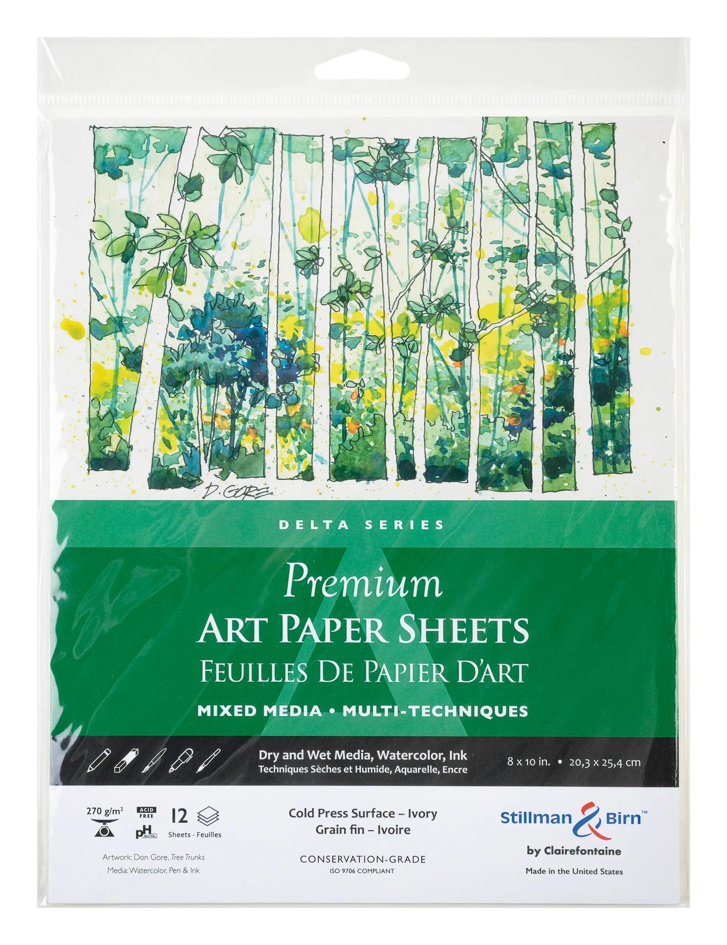 Sachet 12 Folie Delta 270g -20.3x25.4cm - Elfenbein - Neu (Paket x5)