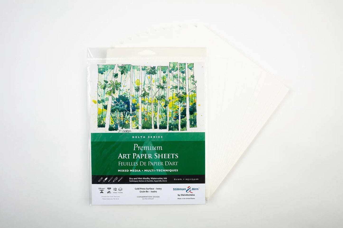 Sachet 12 Folie Delta 270g -20.3x25.4cm - Elfenbein - Neu (Paket x5)