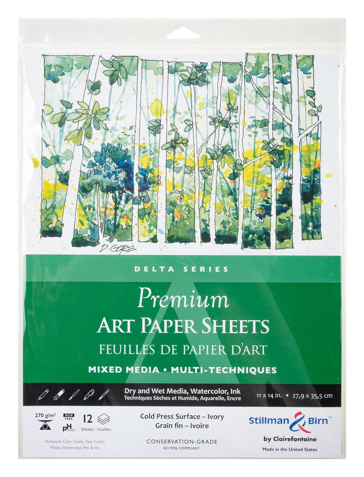 Sachet 12 Folie Delta 270g -27.9x35.5cm - Elfenbein - Neu (Paket x5)