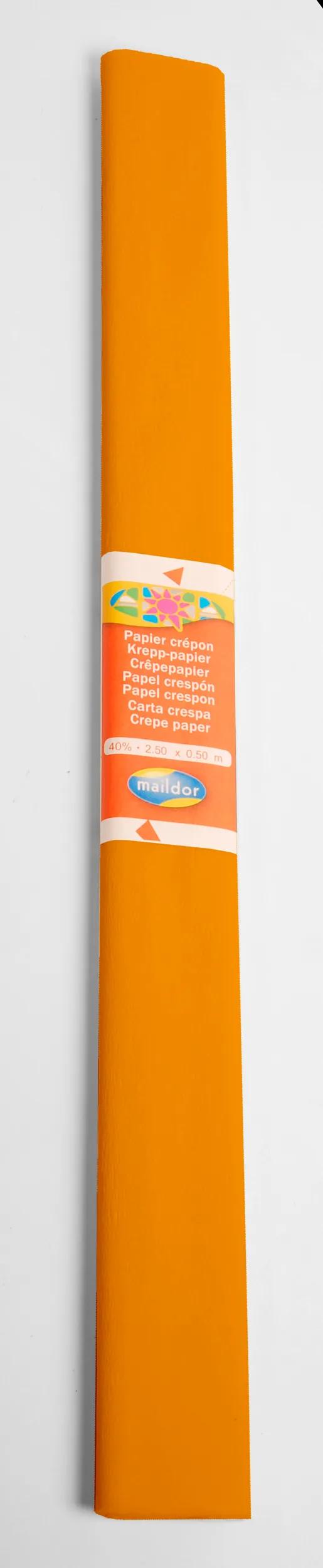 CREPON PAPER, 1 gefaltetes Blatt 40% in Größe 2.5x0.5m - Orange (Paket x10)