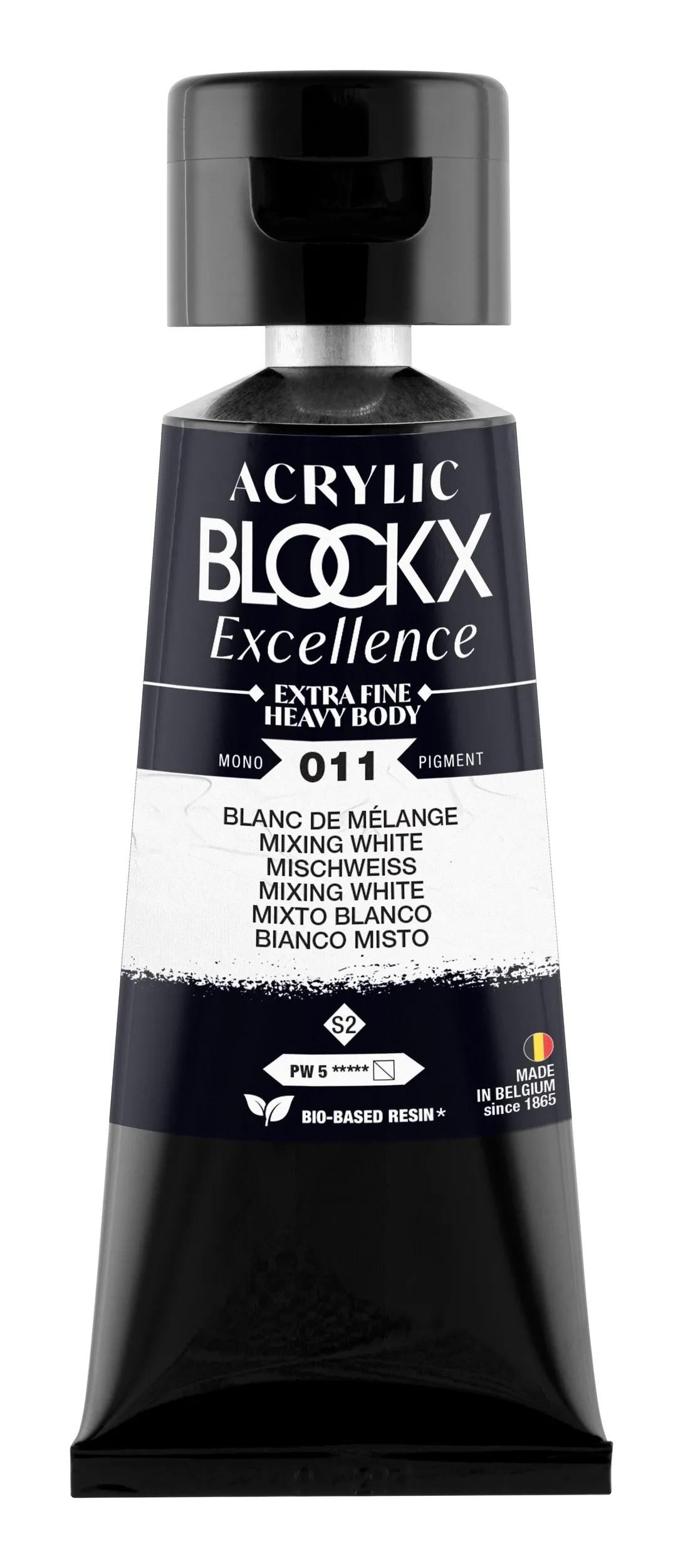 Extra fine acrylic paint tube 75ml - Mixing white - New 011 (Pack x3)