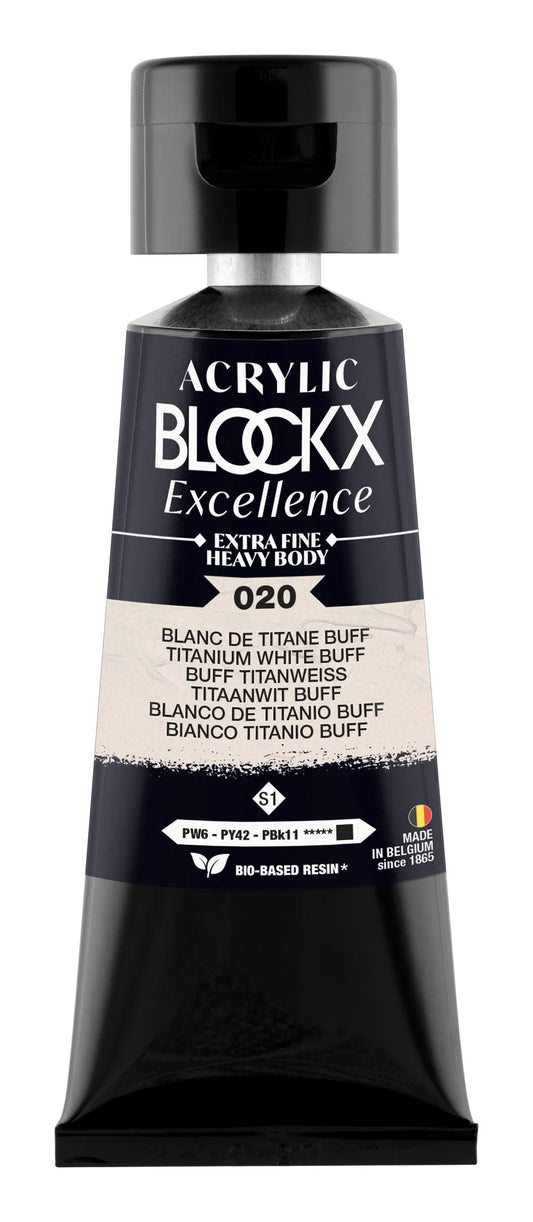 Extra fine acrylic paint tube 75ml - White titanium buff - New 020 (Pack x3)