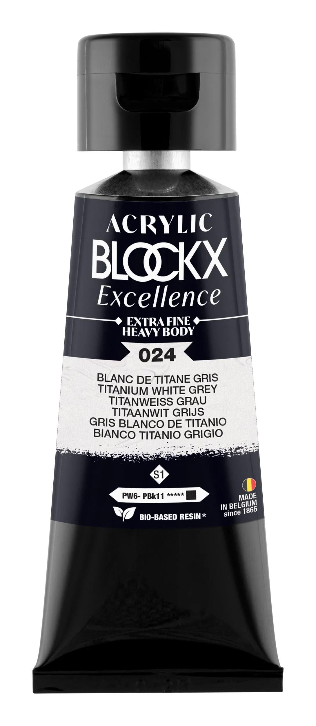 Extra fine acrylic paint tube 75ml - White titanium grey - New 024 (Pack x3)