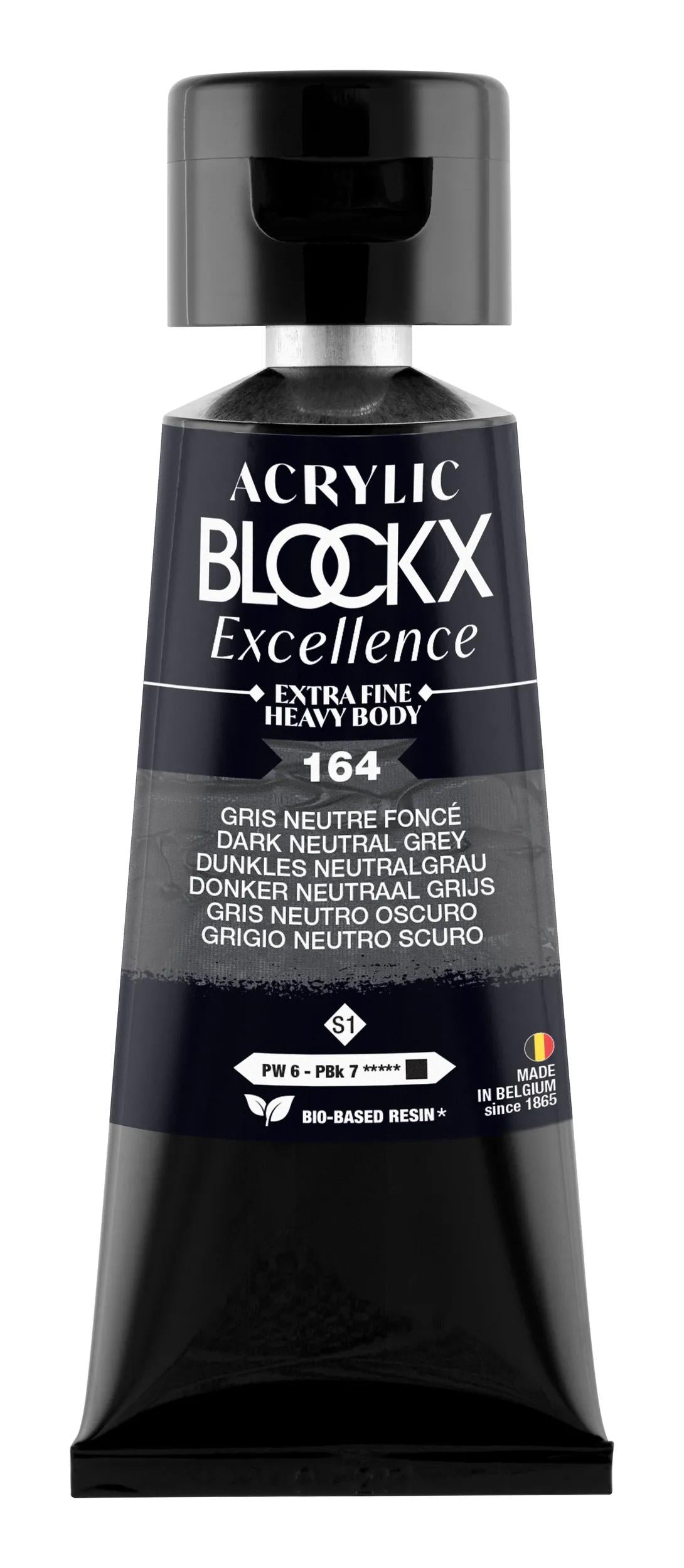Extra fine acrylic paint tube 75ml - Dark neutral grey - New 164 (Pack x3)