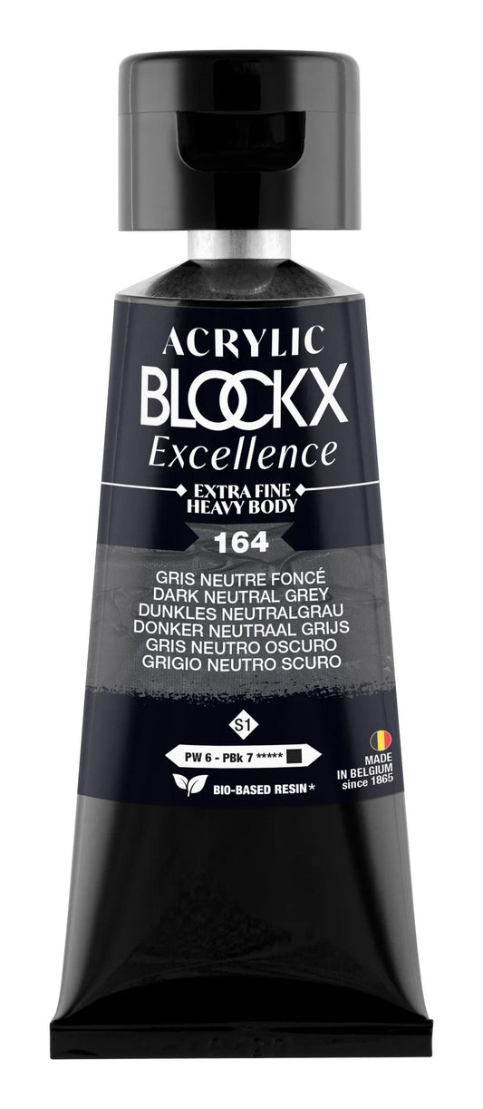 Extra fine acrylic paint tube 75ml - Dark neutral grey - New 164 (Pack x3)