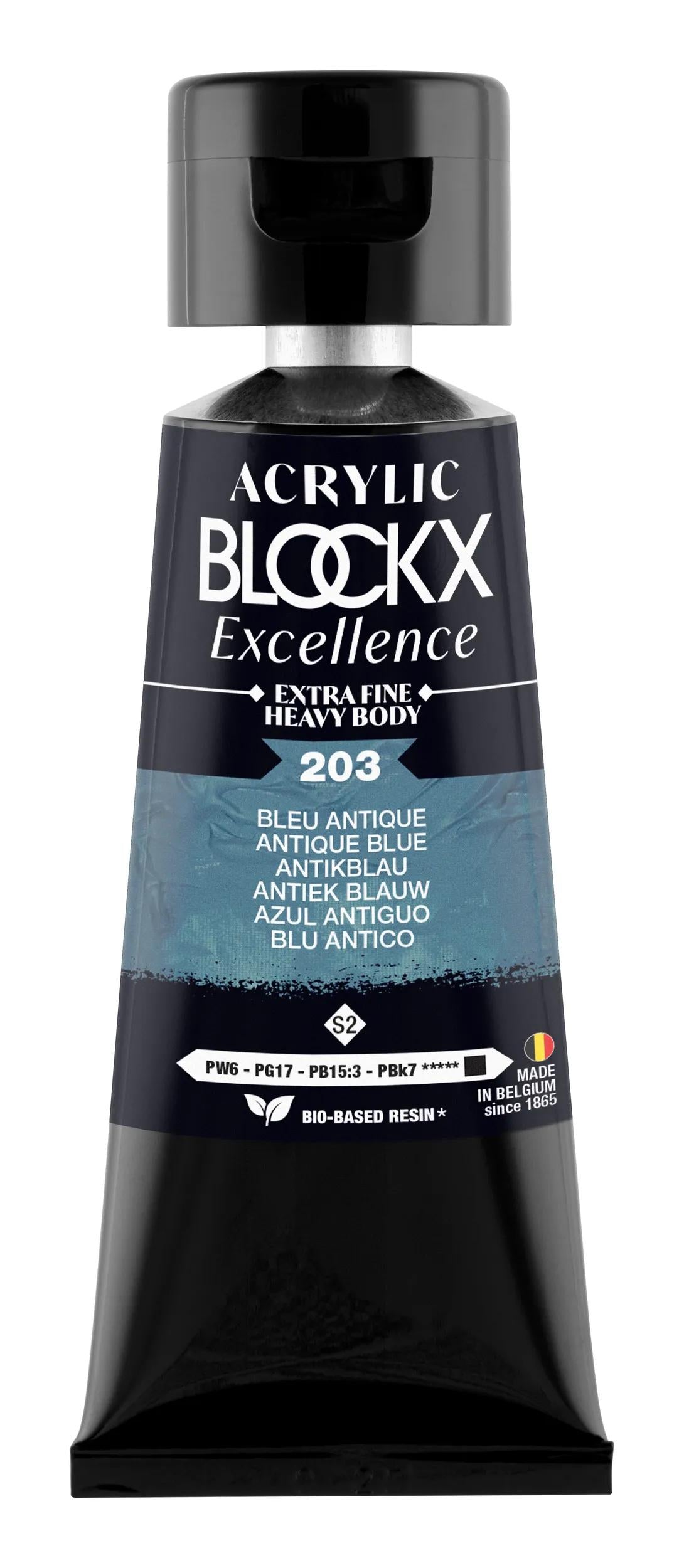 Extra fine acrylic paint tube 75ml - Antique blue - New 203 (Pack x3)