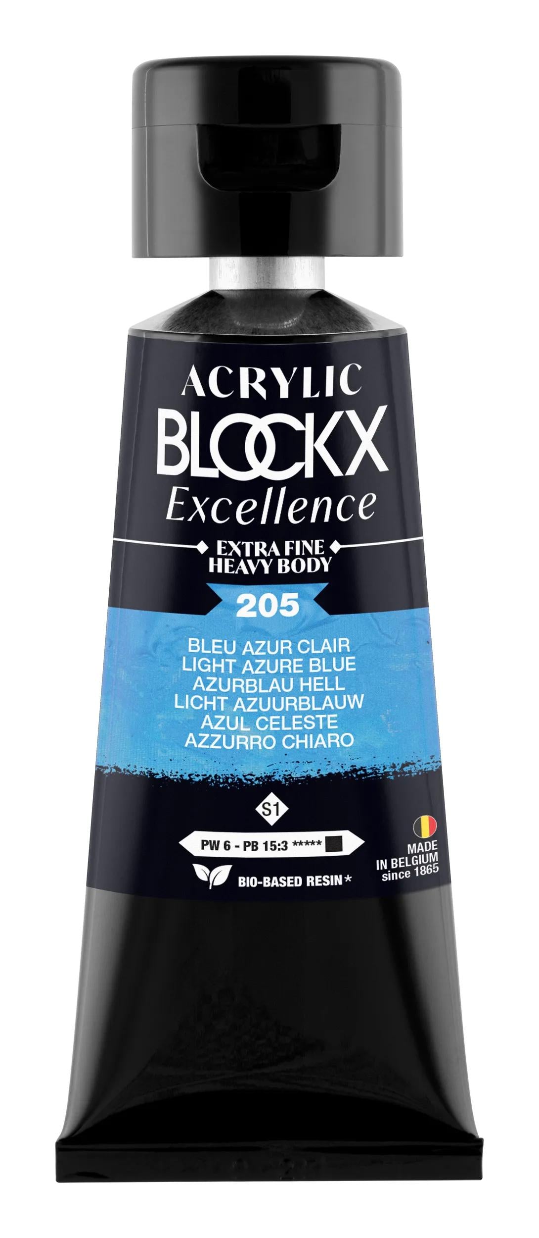 Extra fine acrylic paint tube 75ml - Light blue azure - New 205 (Pack x3)