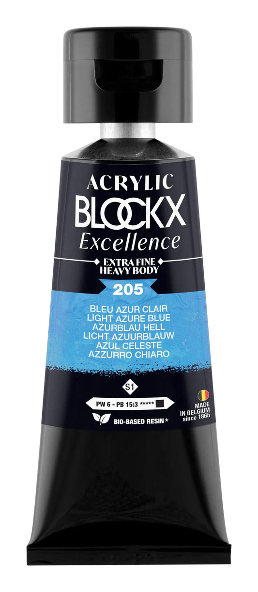 Extra fine acrylic paint tube 75ml - Light blue azure - New 205 (Pack x3)