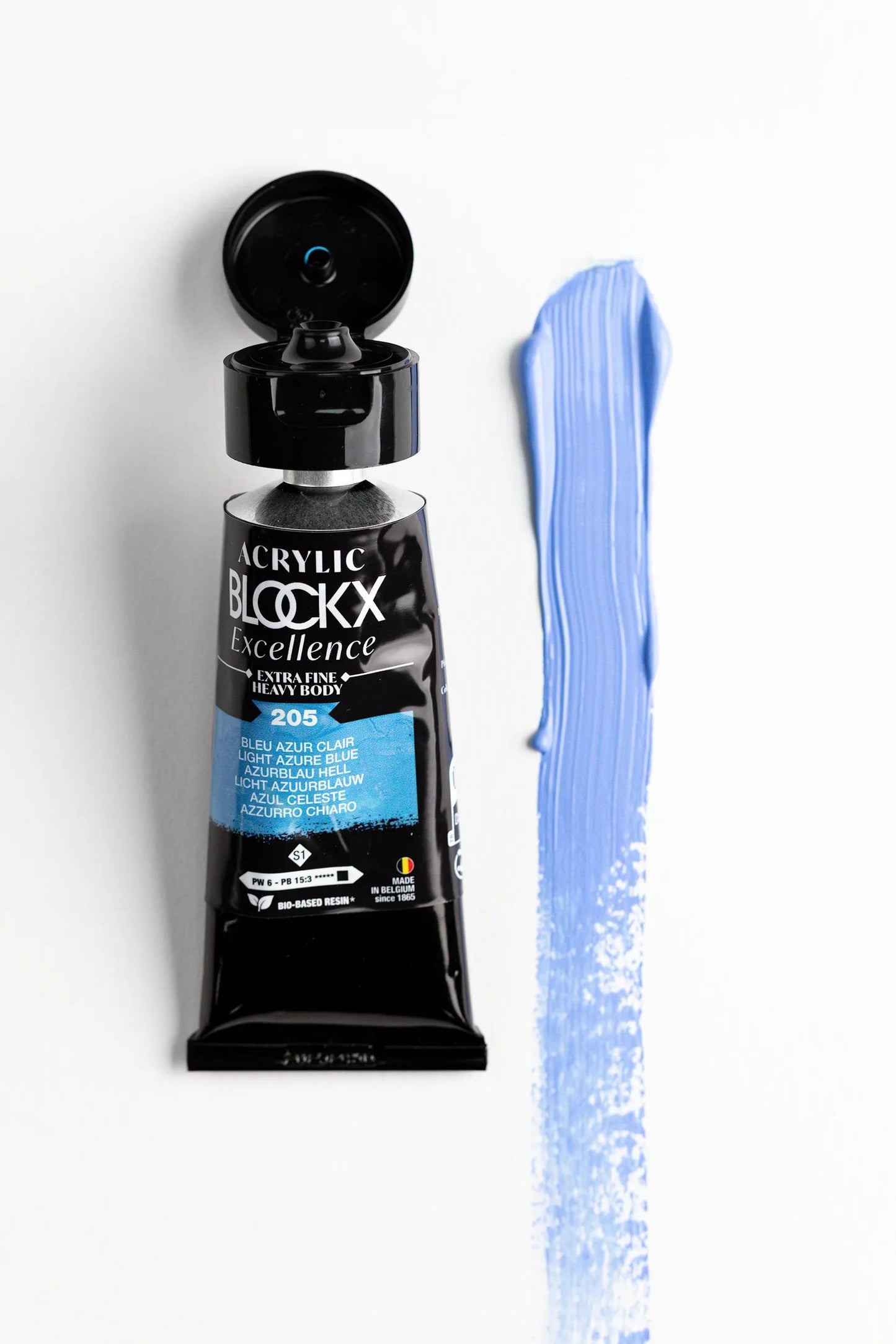 Extra fine acrylic paint tube 75ml - Light blue azure - New 205 (Pack x3)