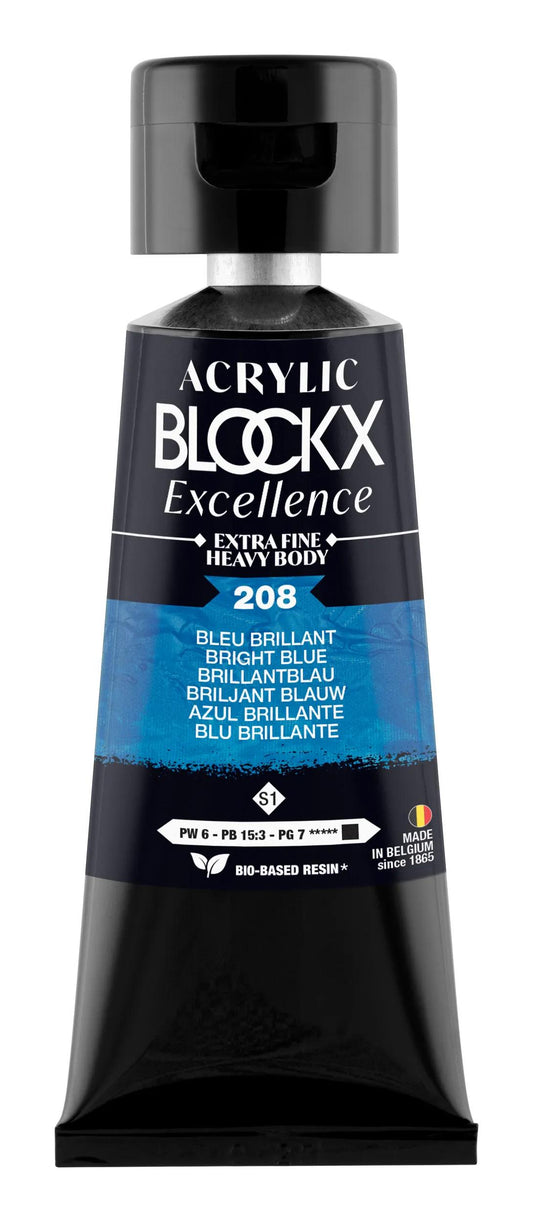 Extra fine acrylic paint tube 75ml - Bright Blue - New 208 (Pack x3)