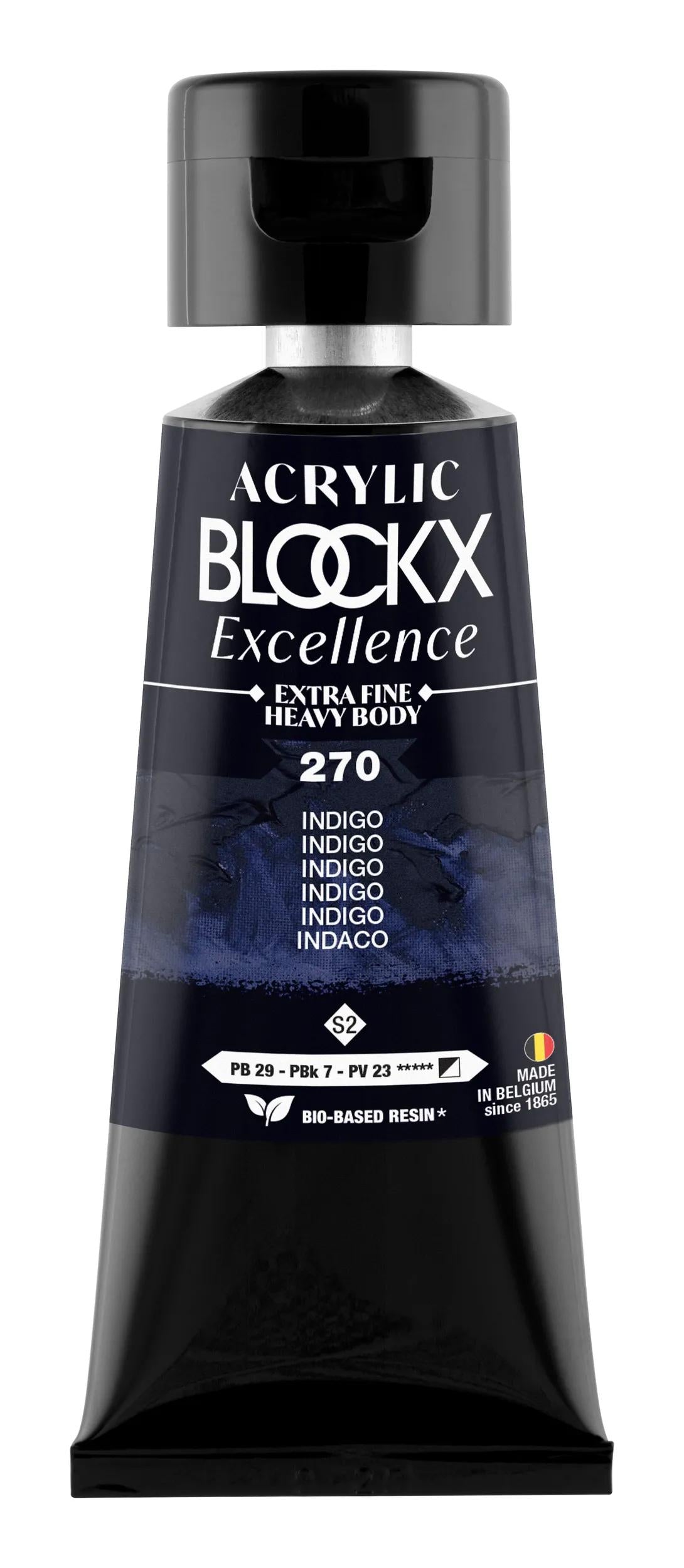 Extra fine acrylic paint tube 75ml - Indigo - New 270 (Pack x3)