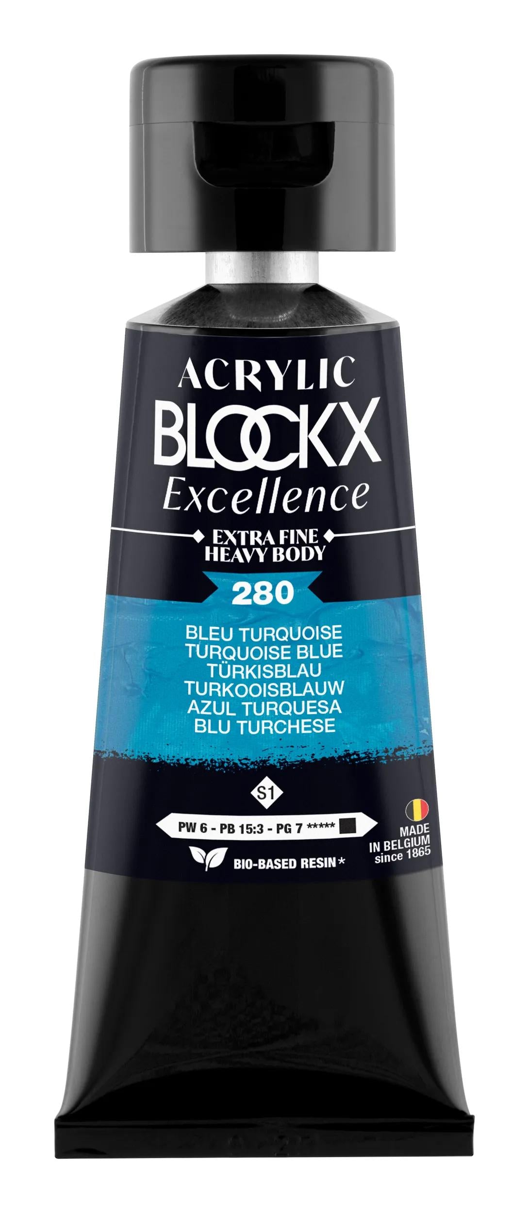 Extra fine acrylic paint tube 75ml - Turquoise blue - New 280 (Pack x3)