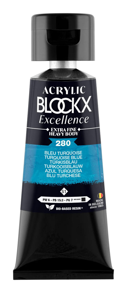 Extra fine acrylic paint tube 75ml - Turquoise blue - New 280 (Pack x3)