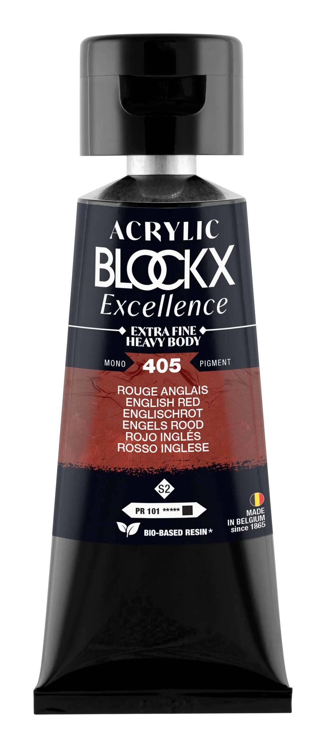 Extra fine acrylic paint tube 75ml - English Red - New 405 (Pack x3)