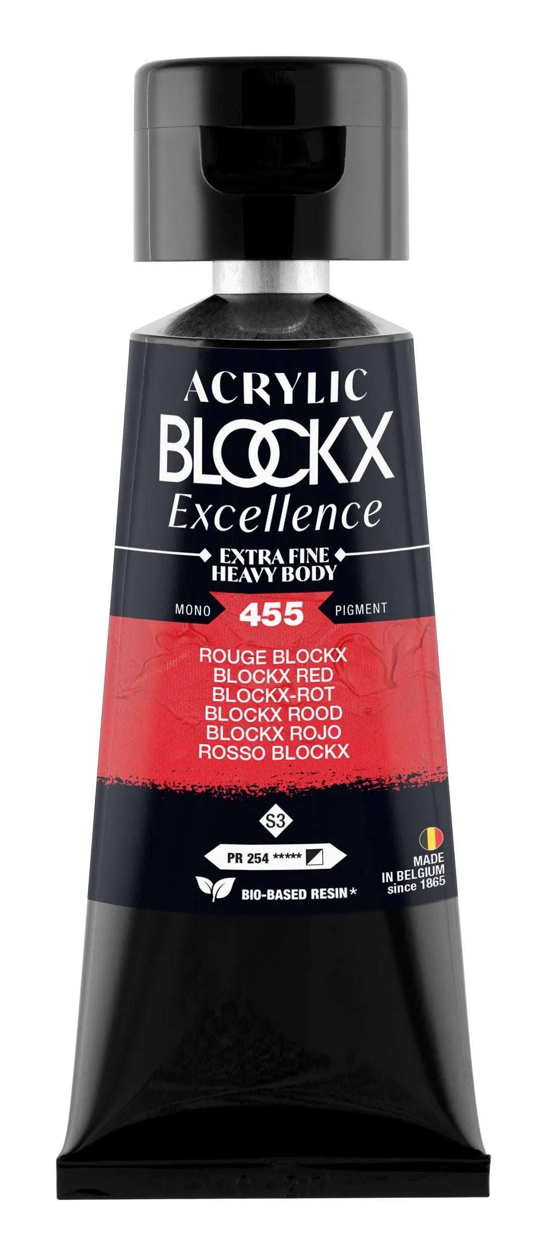 Extra fine acrylic paint tube 75ml - Red blockx - New 455 (Pack x3)