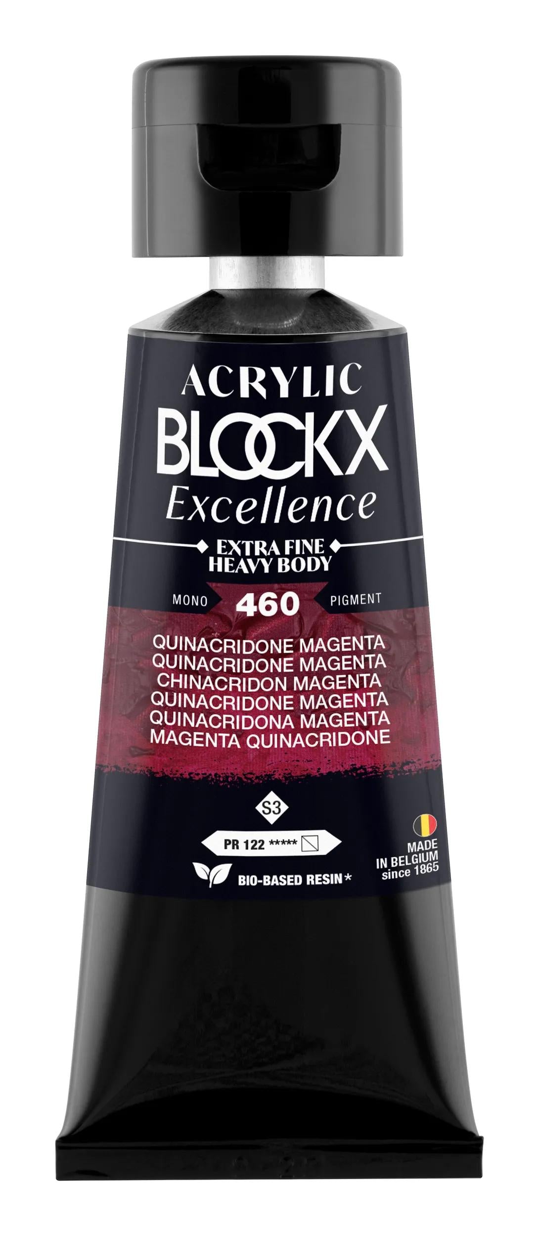 Extra fine acrylic paint tube 75ml - Quinacridone magenta - New 460 (Pack x3)