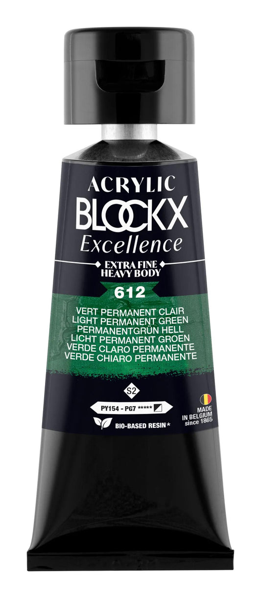 Extra fine acrylic paint tube 75ml - Light permanent green - New 612 (Pack x3)