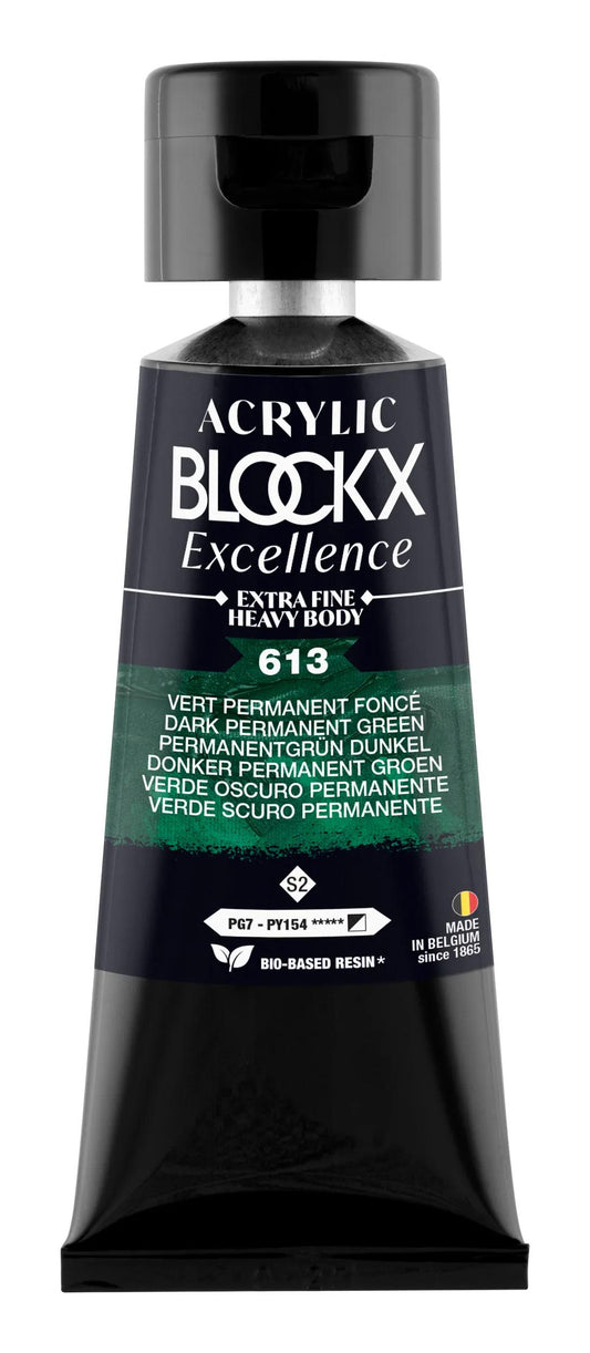 Extra fine acrylic paint tube 75ml - Dark permanent green - New 613 (Pack x3)