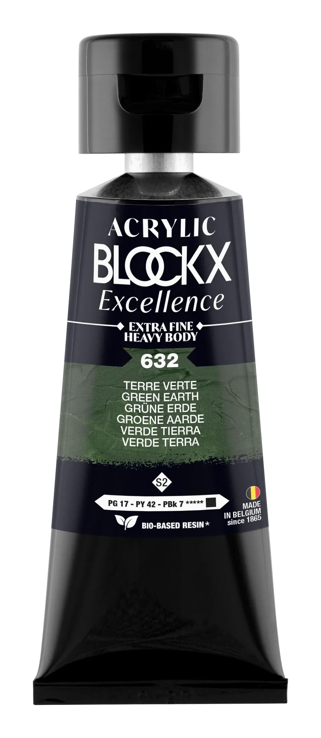 Extra fine acrylic paint tube 75ml - Green Earth - New 632 (Pack x3)