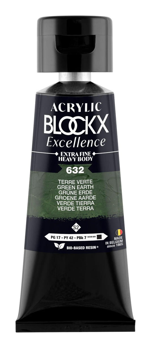 Extra fine acrylic paint tube 75ml - Green Earth - New 632 (Pack x3)