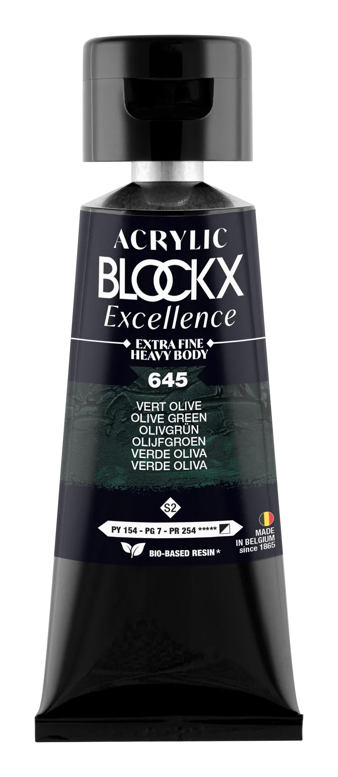 Extra fine acrylic paint tube 75ml - Olive green - New 645 (Pack x3)