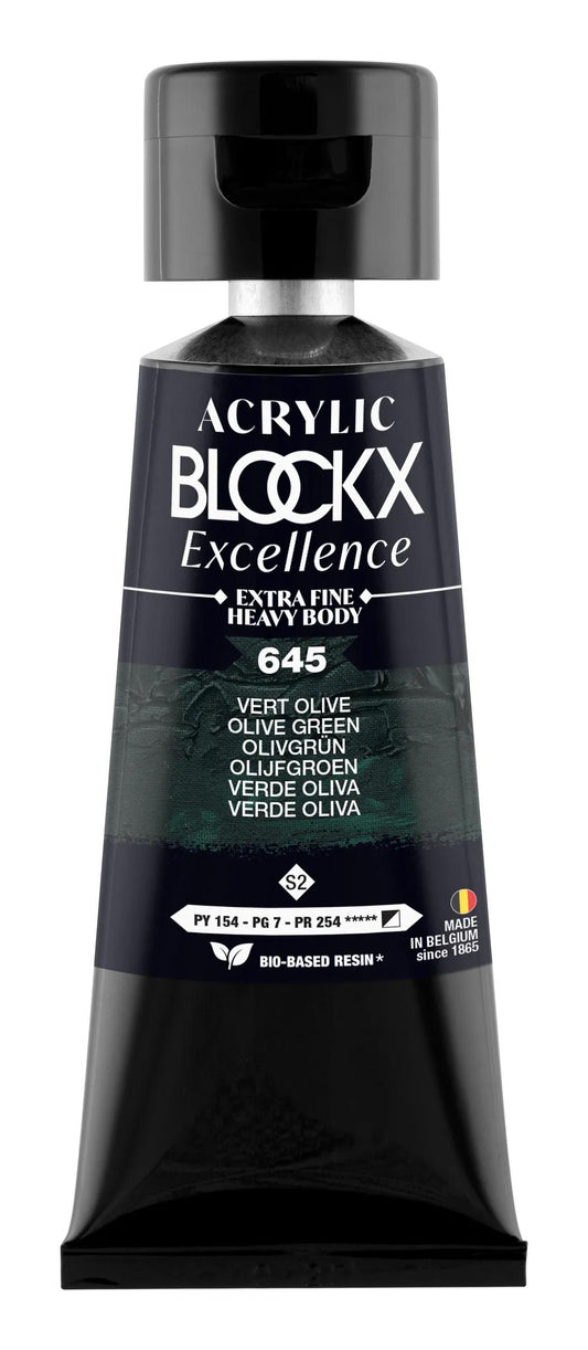 Extra fine acrylic paint tube 75ml - Olive green - New 645 (Pack x3)