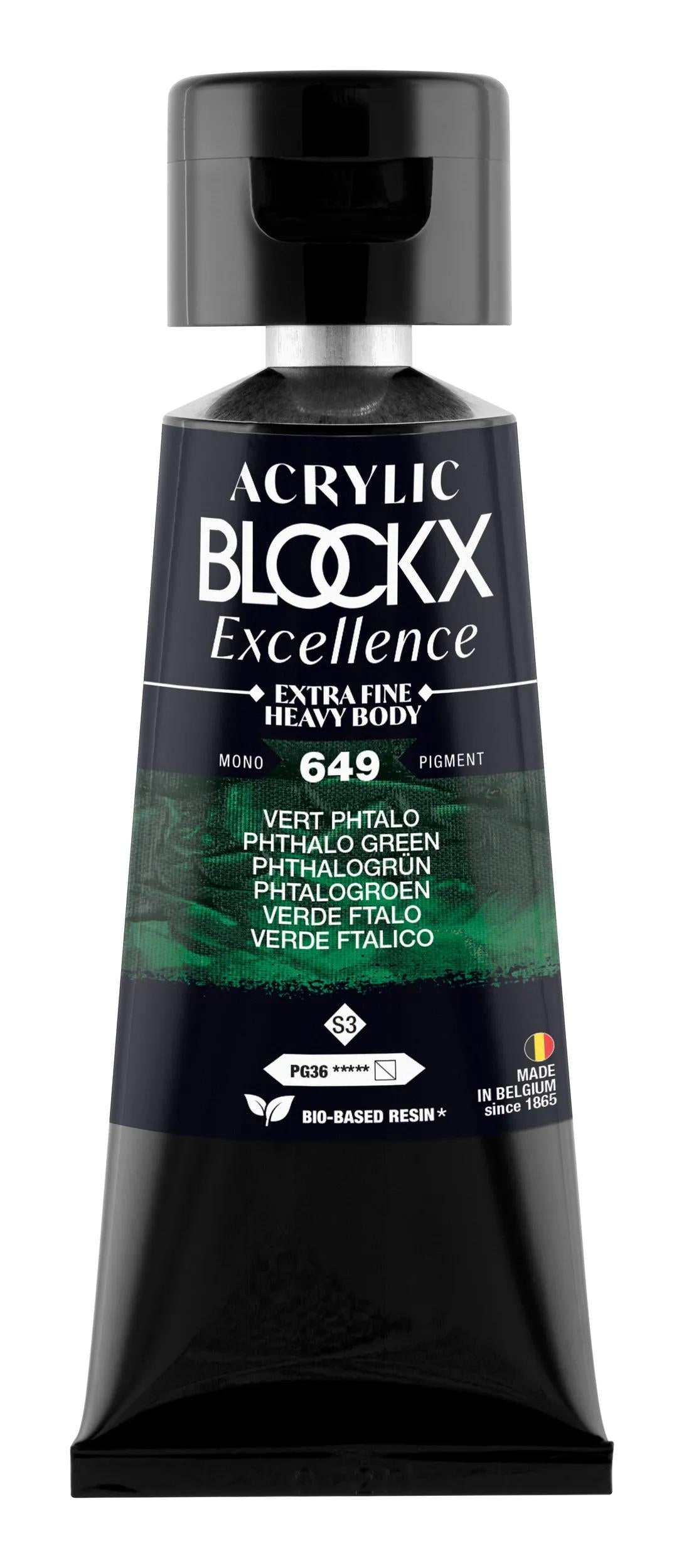 Extra fine acrylic paint tube 75ml - Green phthalo - New 649 (Pack x3)