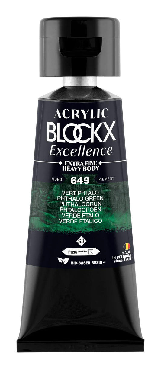 Extra fine acrylic paint tube 75ml - Green phthalo - New 649 (Pack x3)