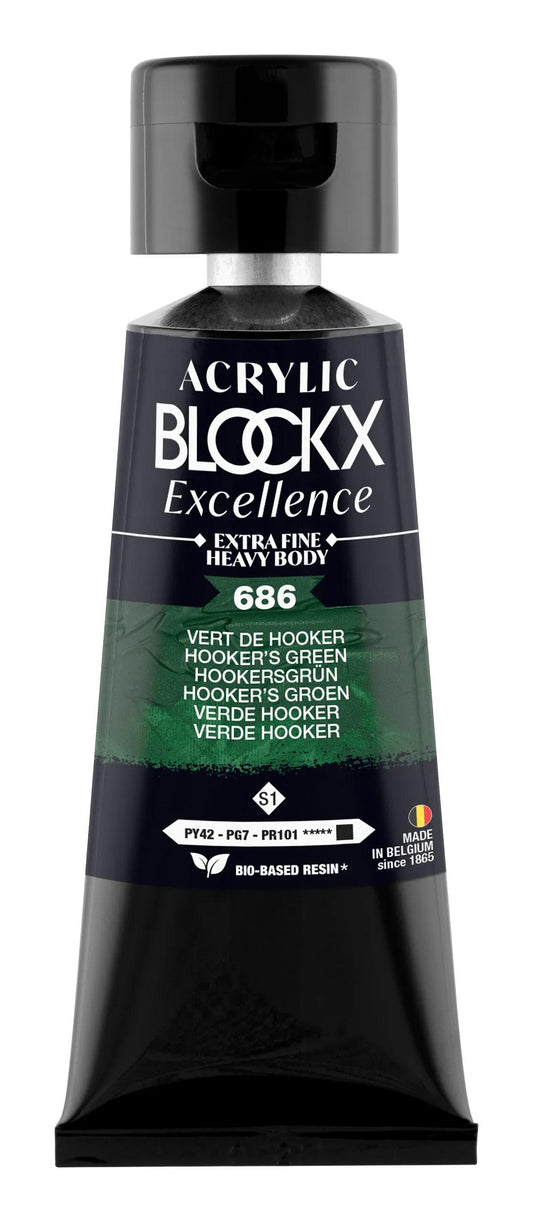 Extra fine acrylic paint tube 75ml - Hooker Green - New 686 (Pack x3)