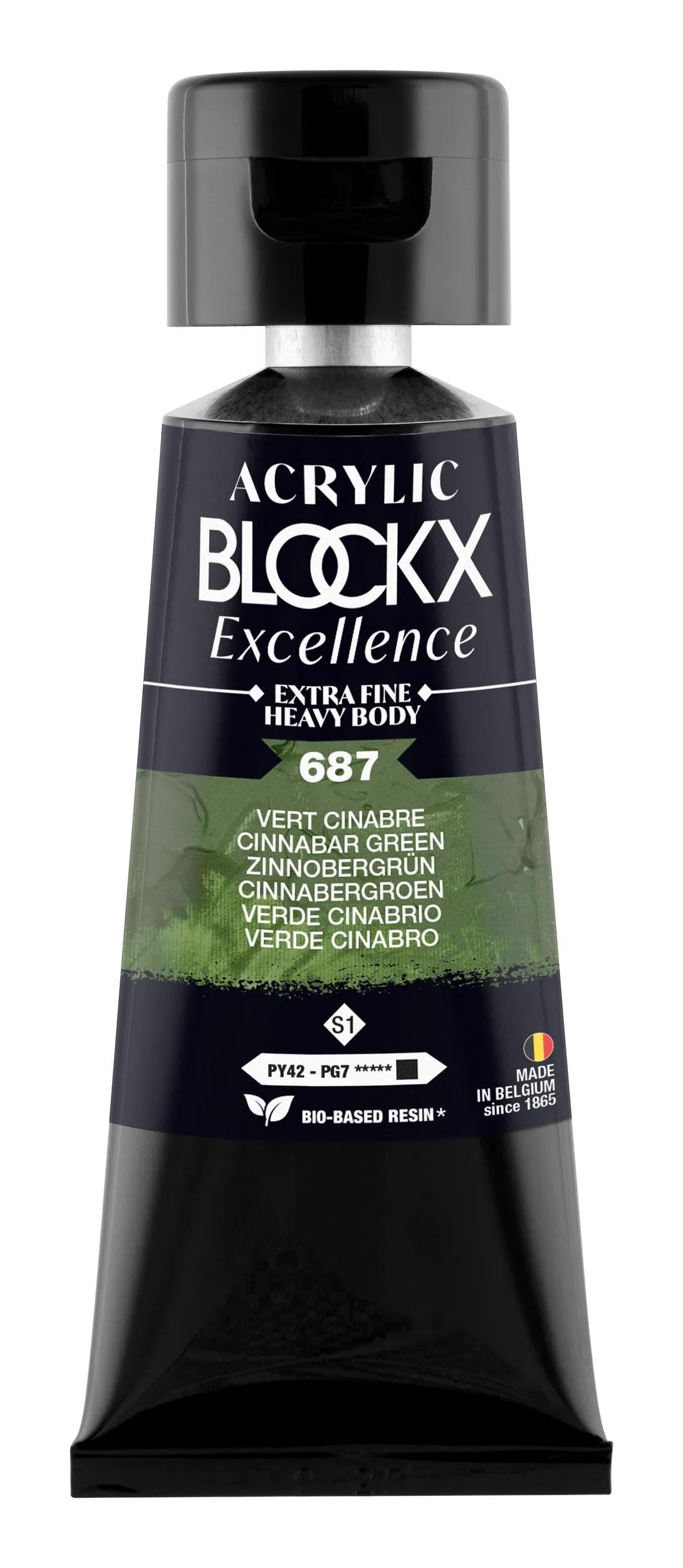 Extra fine acrylic paint tube 75ml - Cinnabar Green - New 687 (Pack x3)