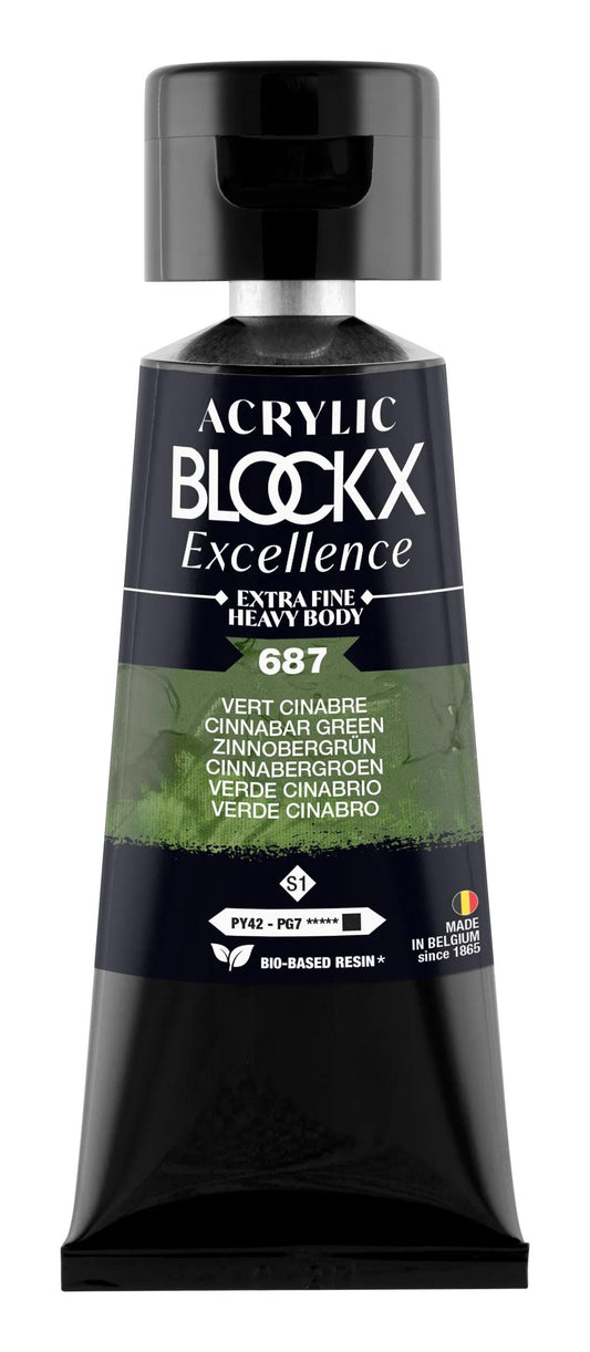 Extra fine acrylic paint tube 75ml - Cinnabar Green - New 687 (Pack x3)