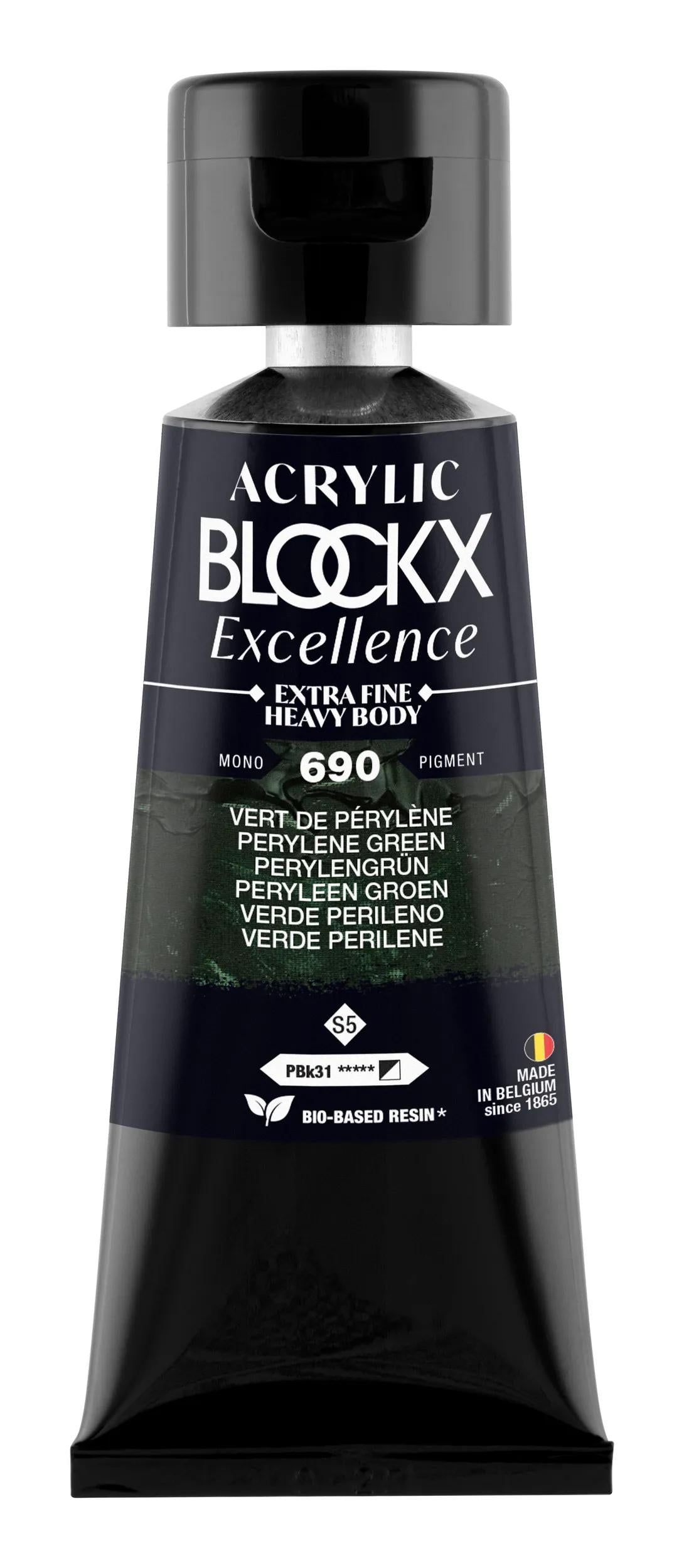 Extra fine acrylic paint tube 75ml - Perylene green - New 690 (Pack x3)