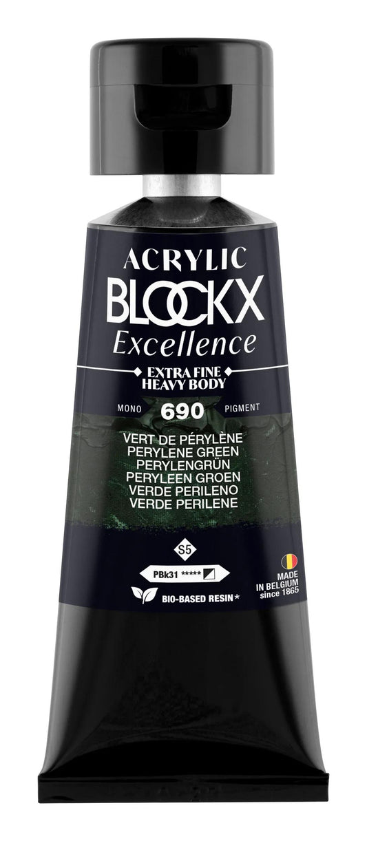 Extra fine acrylic paint tube 75ml - Perylene green - New 690 (Pack x3)