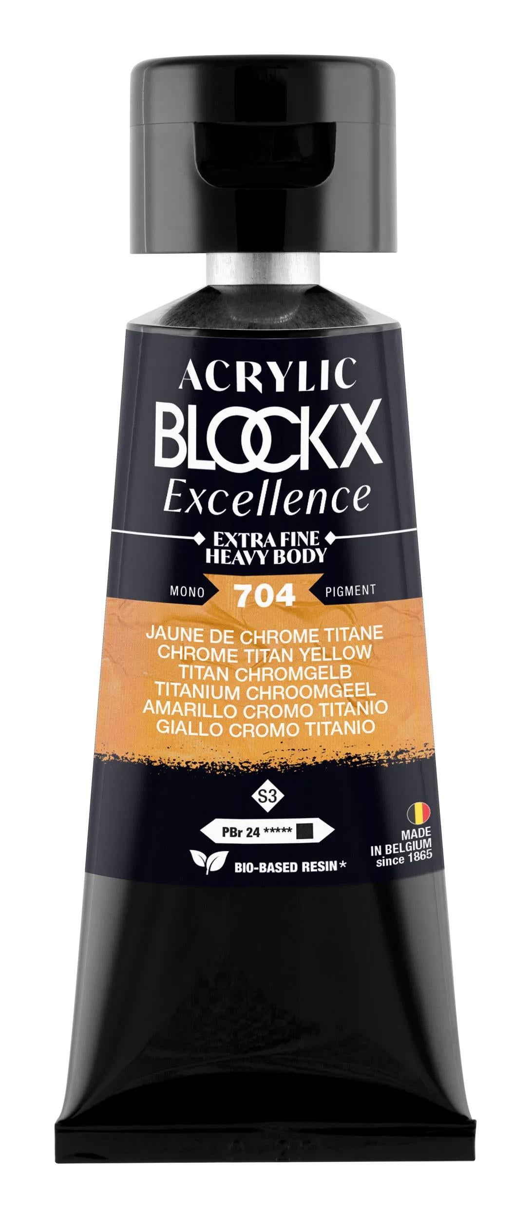 Extra fine acrylic paint tube 75ml - Titanium chrome yellow - New 704 (Pack x3)