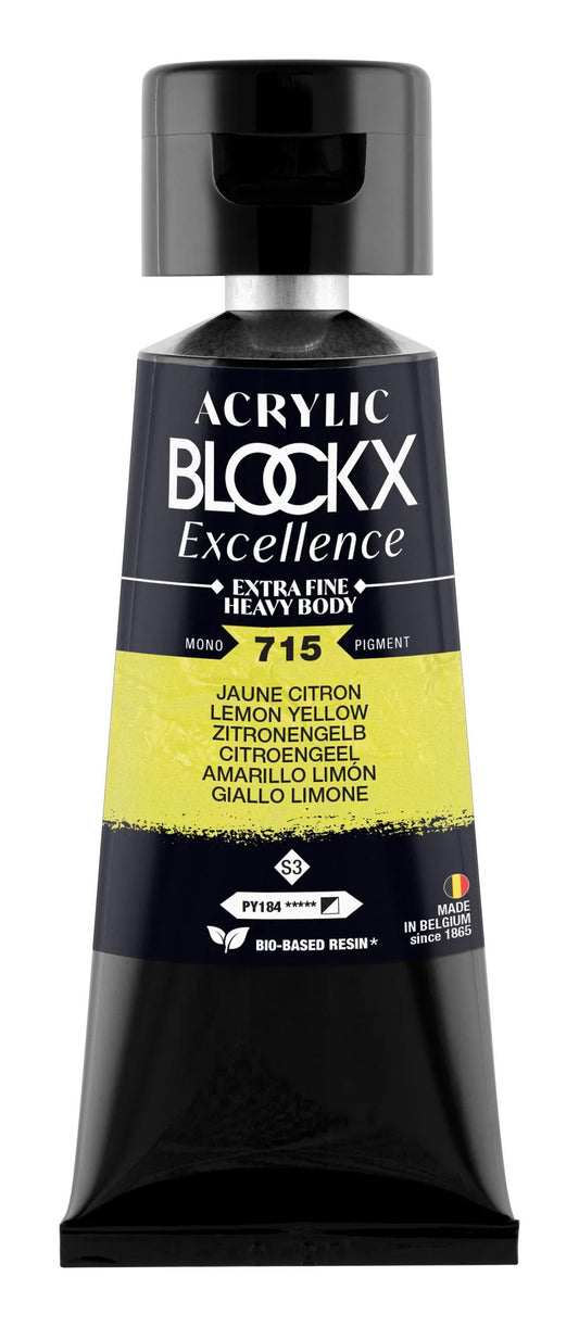 Extra fine acrylic paint tube 75ml - Yellow lemon - New 715 (Pack x3)