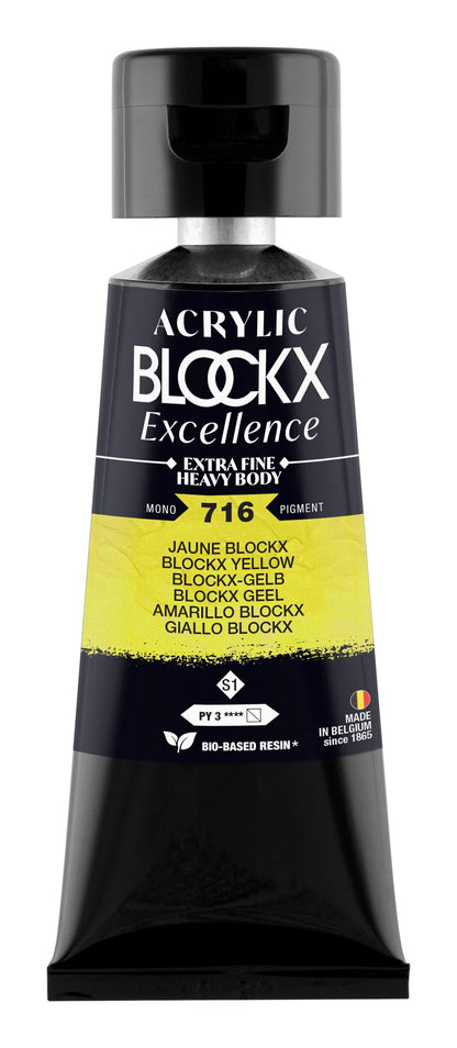 Extra fine acrylic paint tube 75ml - Yellow blockx - New (lot de 3)