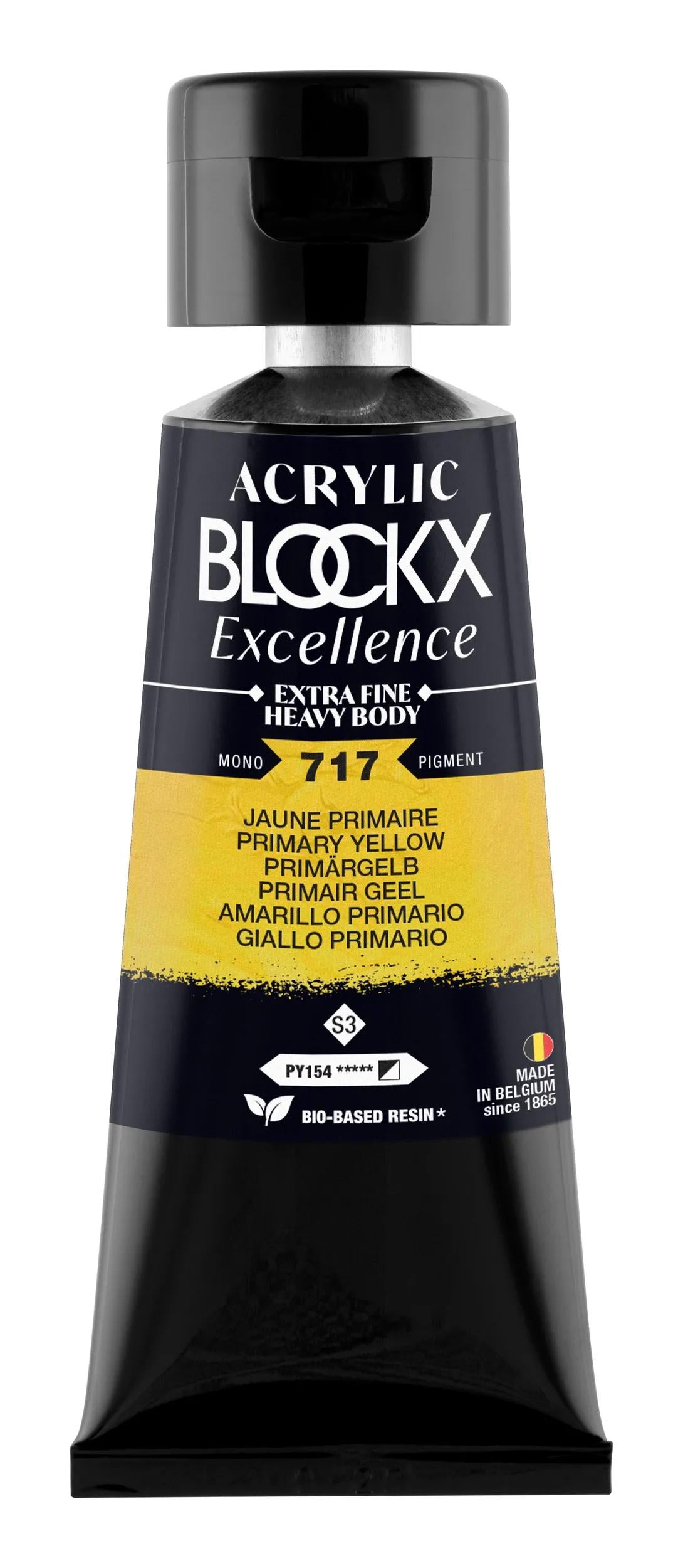 Extra fine acrylic paint tube 75ml - Primary yellow - New 717 (Pack x3)