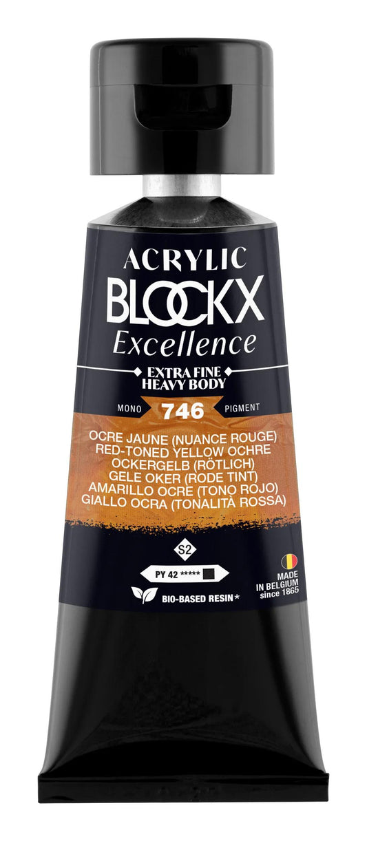 Extra fine acrylic paint tube 75ml - Yellow ochre (red colour) - New 746 (Pack x3)