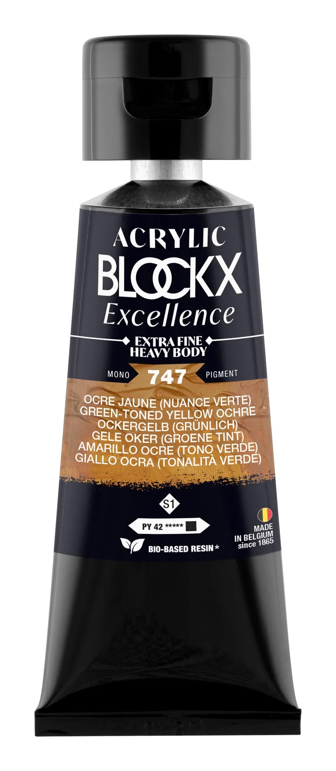 Extra fine acrylic paint tube 75ml - Yellow ochre (green colour) - New 747 (Pack x3)