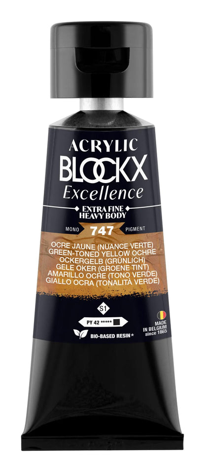 Extra fine acrylic paint tube 75ml - Yellow ochre (green colour) - New (lot de 3)