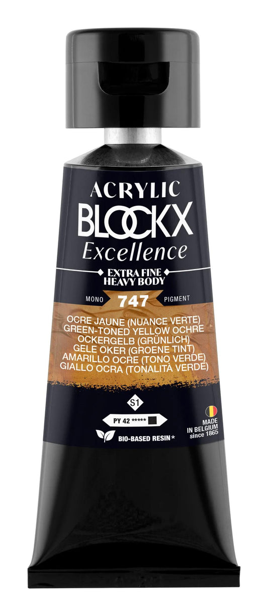 Extra fine acrylic paint tube 75ml - Yellow ochre (green colour) - New 747 (Pack x3)