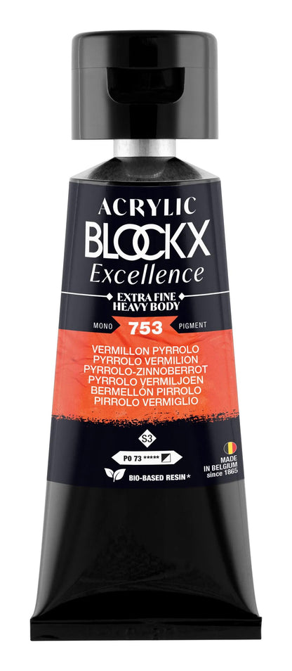 Extra fine acrylic paint tube 75ml - Vermillon pyrrolo - New (lot de 3)
