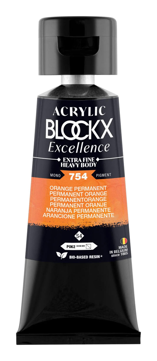 Extra fine acrylic paint tube 75ml - Permanent Orange - New 754 (Pack x3)