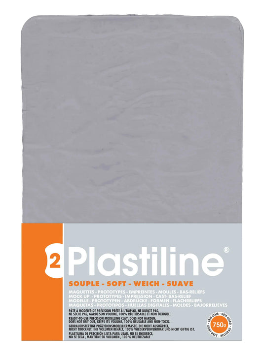 750g of plasticline 2-fold hardness - Light grey