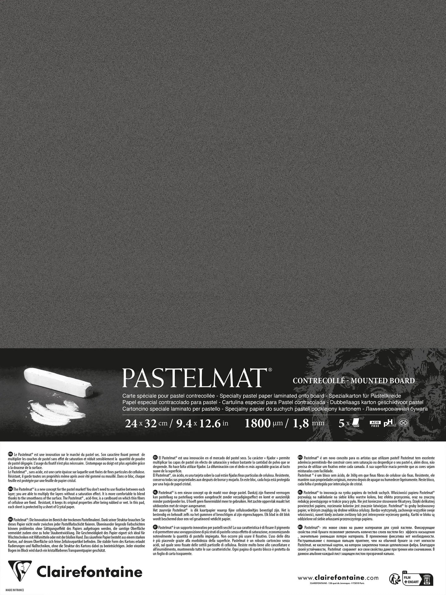 Pastelmat laminated 5 sheets 24x32cm - Anthracite