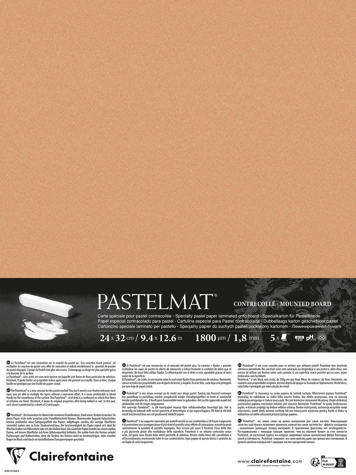 Pastelmat laminiert 5 Blatt 24x32cm - Siena