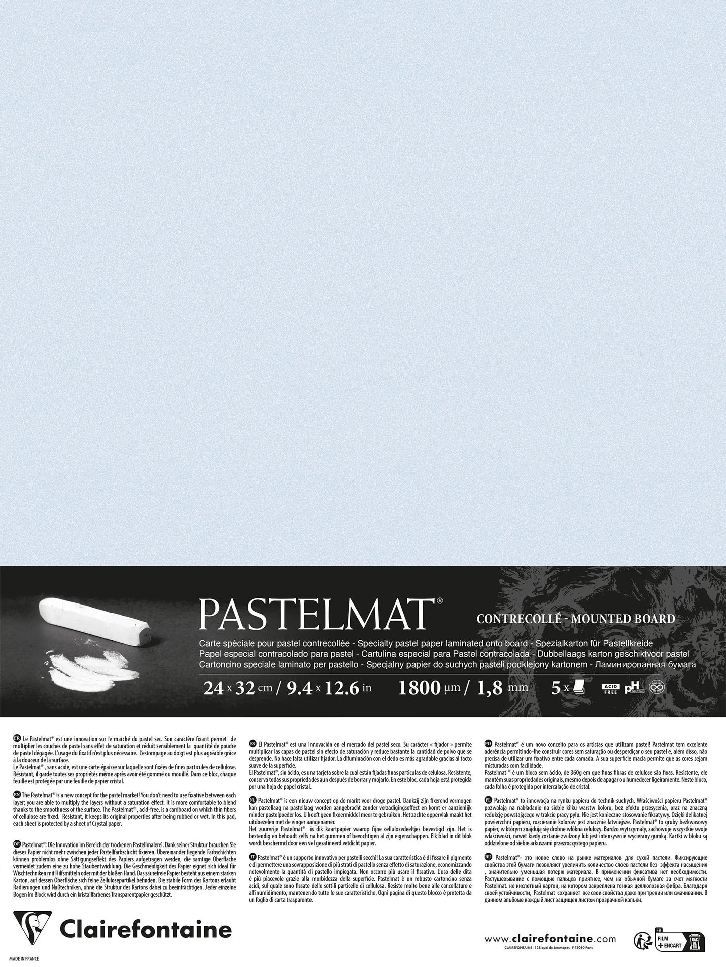 Pastelmat laminato 5 fogli 24x32cm - Blu chiaro