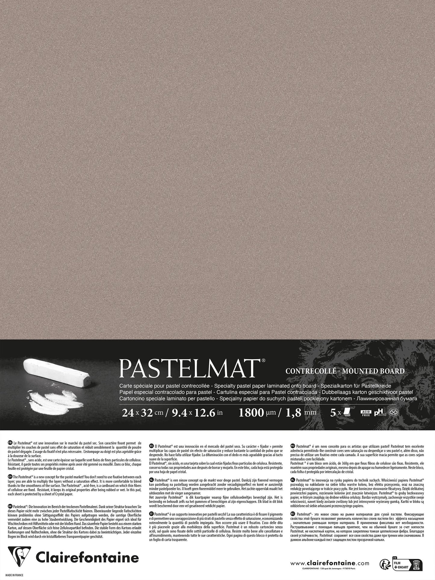 Pastelmat laminated 5 sheets 24x32cm - Dark grey